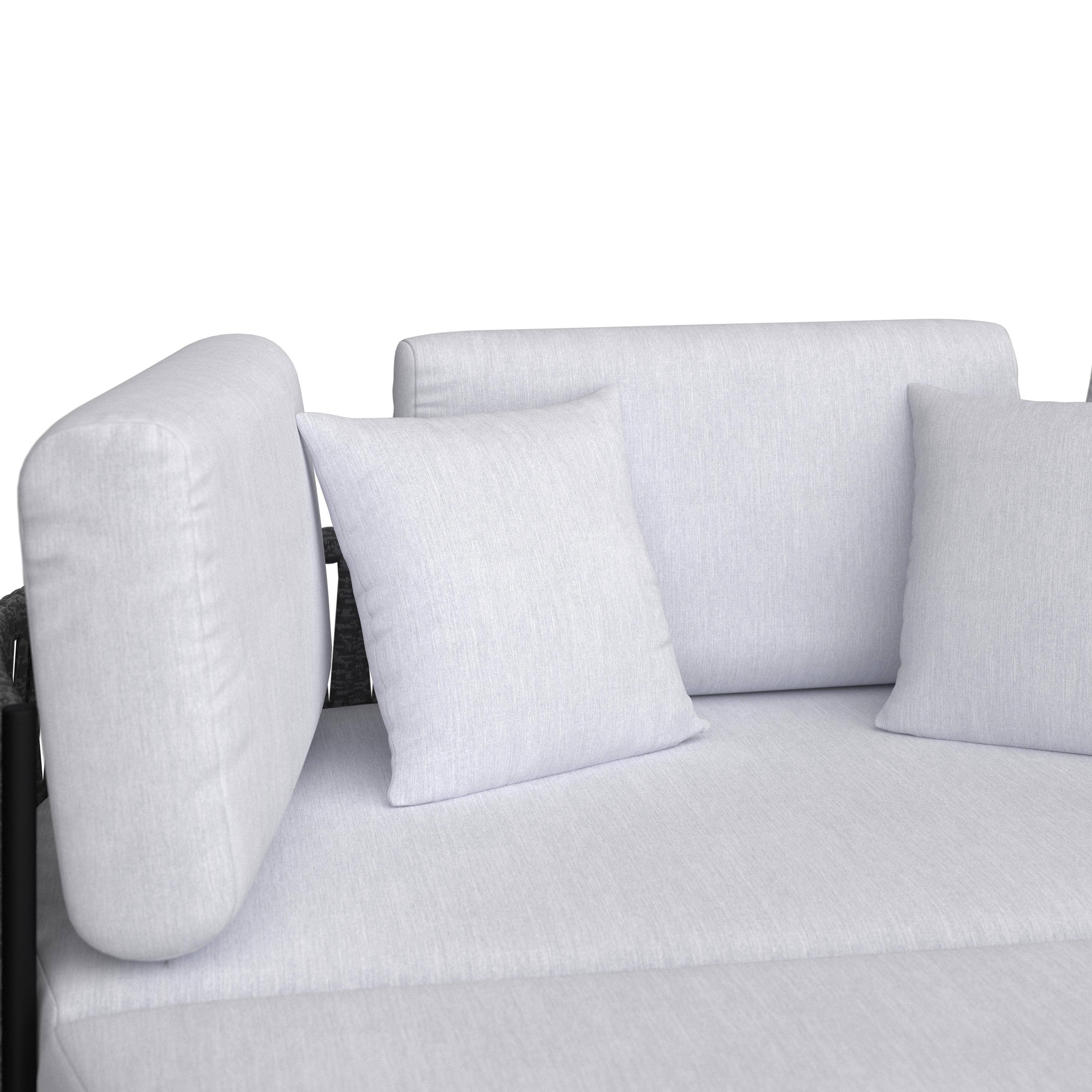 RUND SOLSÄNG LUCIEN - mörkgrå/ljusgrå, Modern, metall/textil (150/64/76cm) - Bessagi Garden