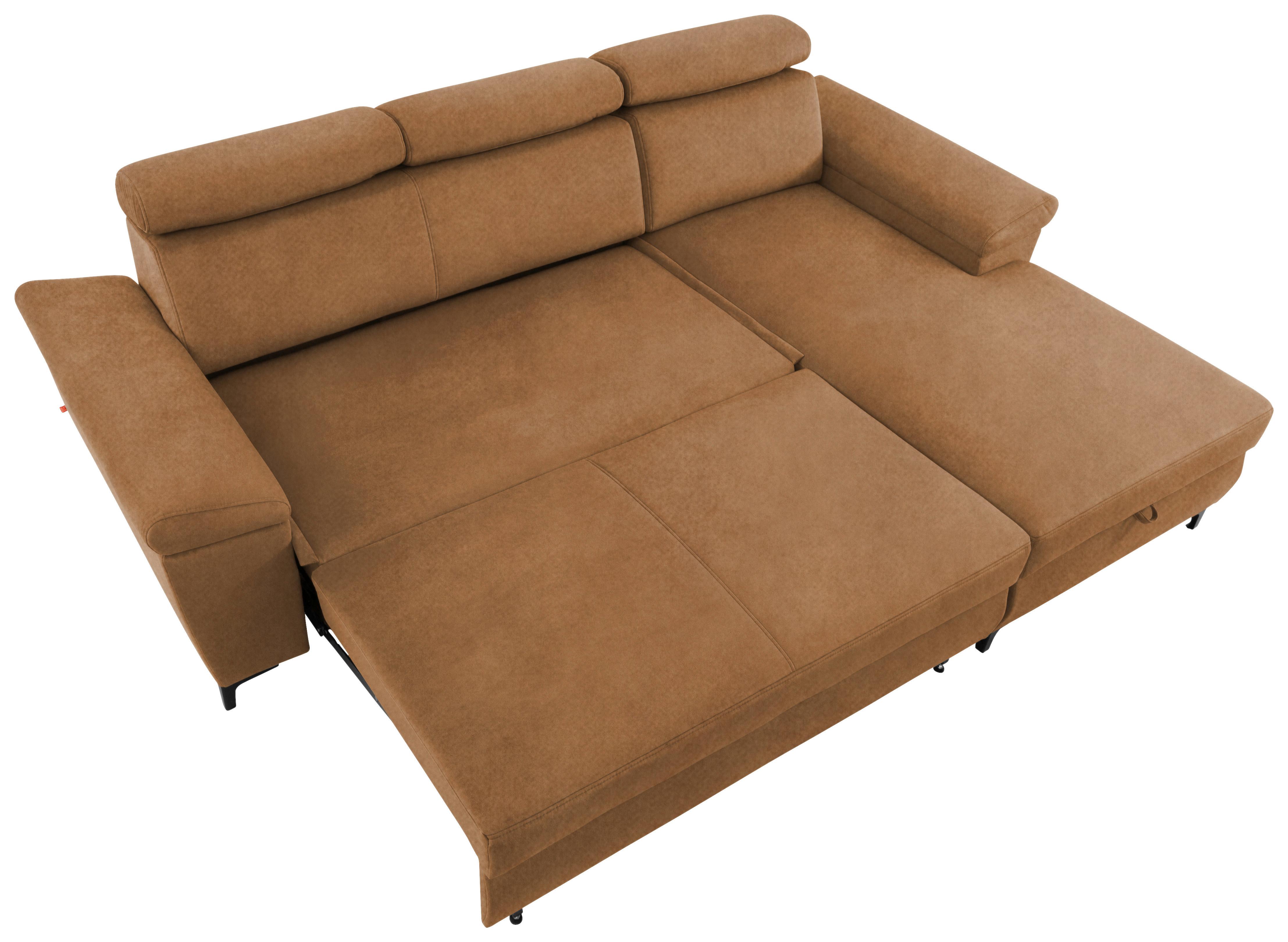 Sedežna Garnitura Santi, Oranžna, Ležišče, Predal - črna/oranžna, Moderno, kovina/tekstil (258/176cm) - Modern Living