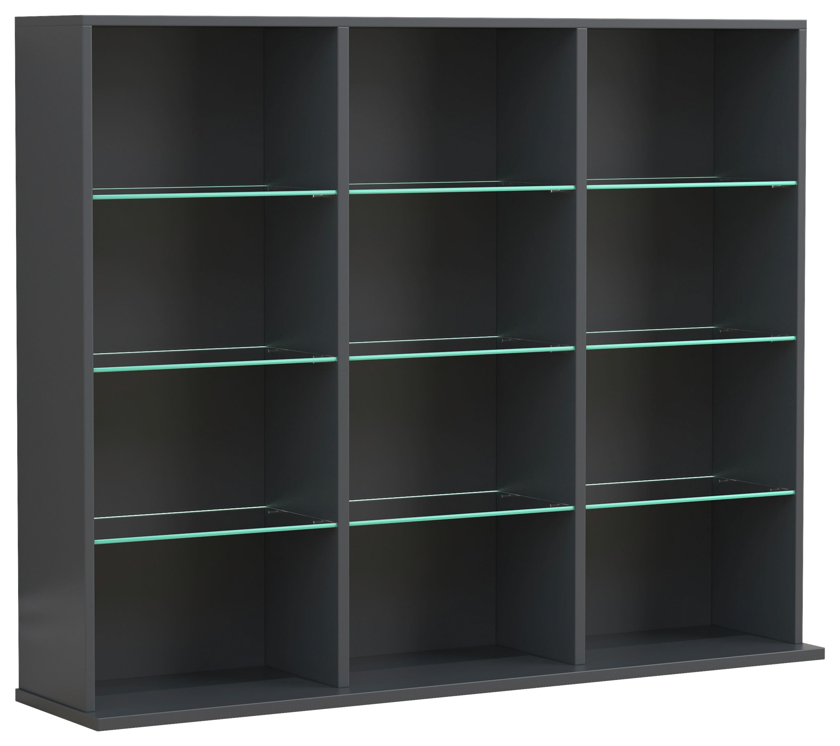 Regal Zilas L - Anthrazit, Design, Glas/Holzwerkstoff (102/82/23cm) - MID.YOU