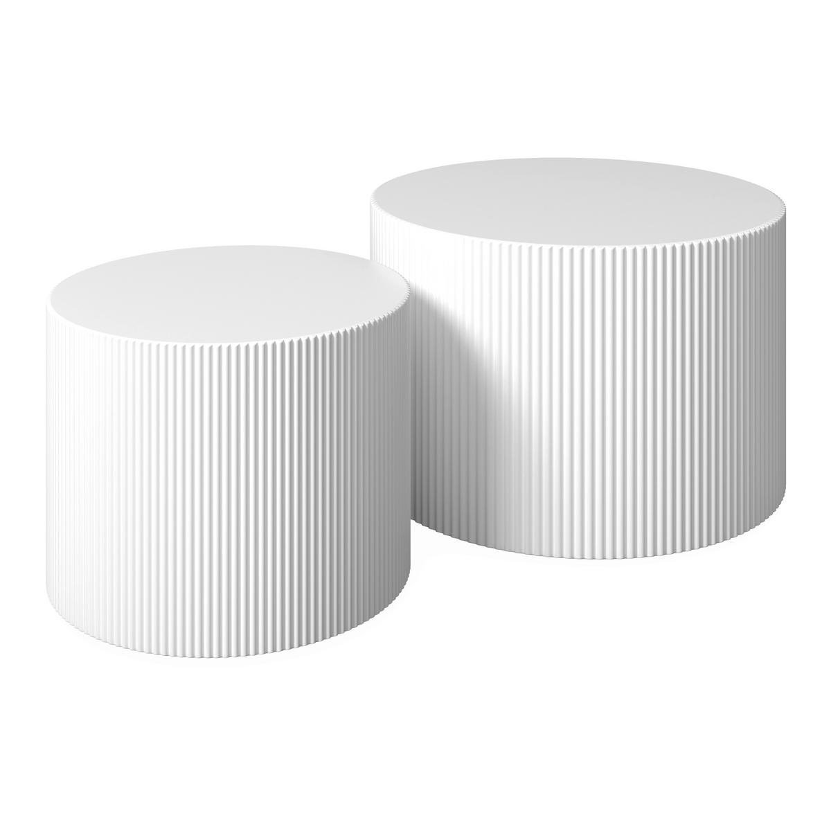 Couchtisch-Set Arlo Weiß MDF rund - Weiß, MODERN, Holzwerkstoff (60/45/40/35/60/45cm) - Bessagi Home