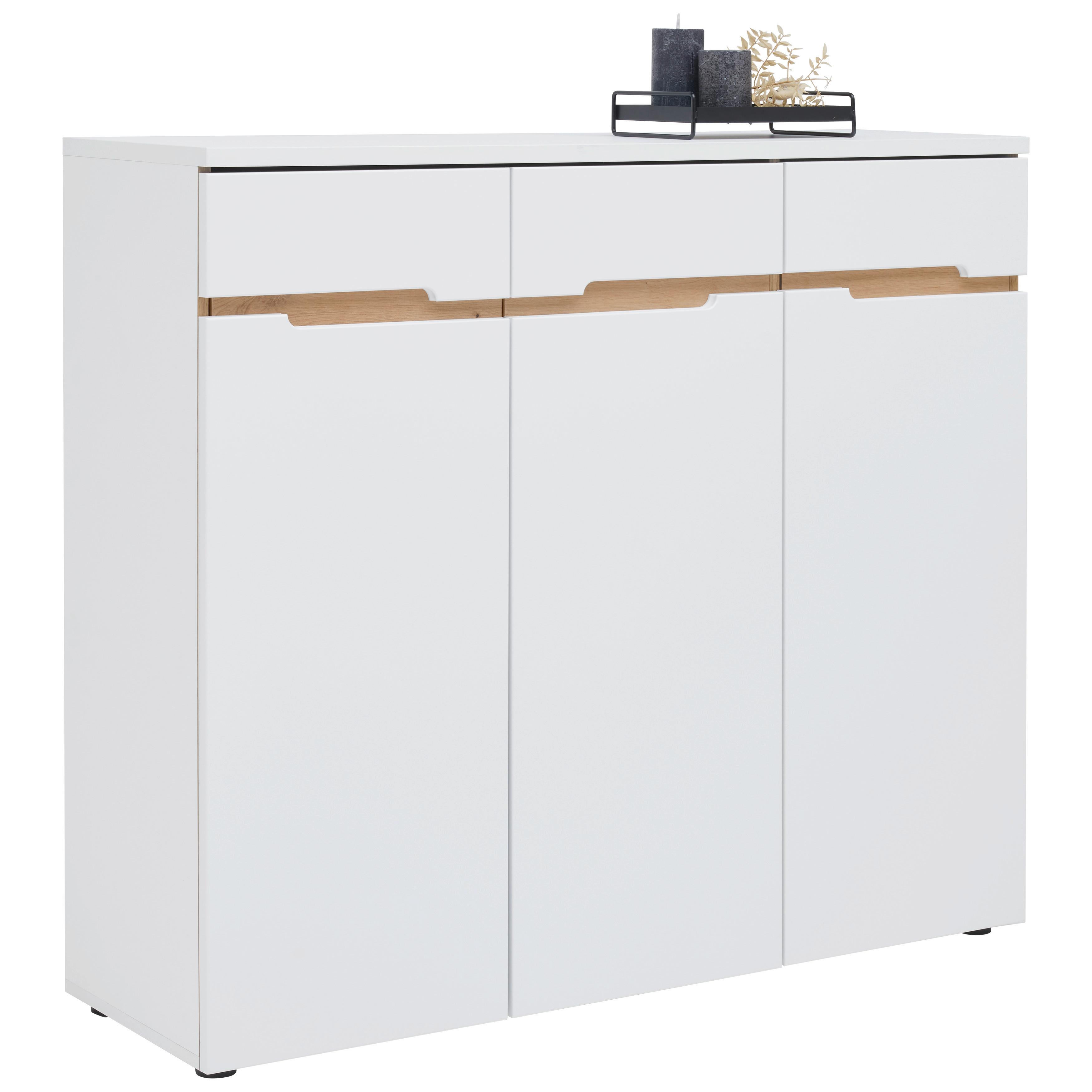 Kommode Dallas Weiß/Eiche Artisan - Weiss/Schwarz, Modern, Holzwerkstoff/Kunststoff (120/107/38cm) - Mömax
