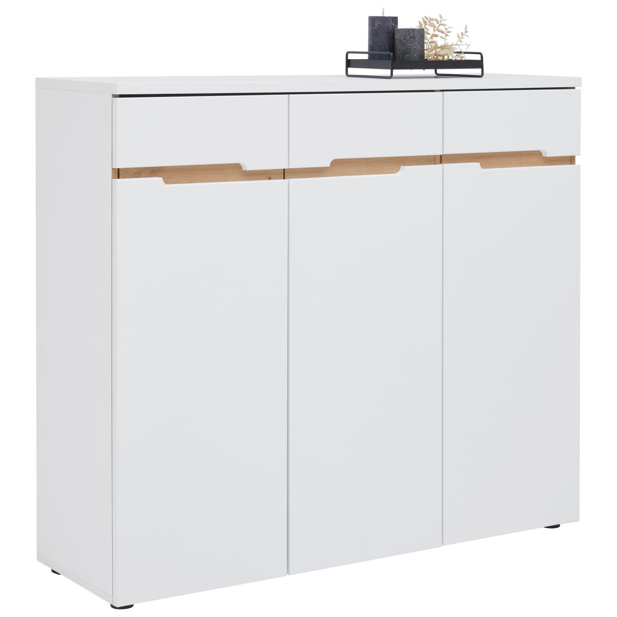 Kommode Dallas Weiß/Eiche Artisan - Schwarz/Weiß, MODERN, Holzwerkstoff/Kunststoff (120/107/38cm) - Mömax