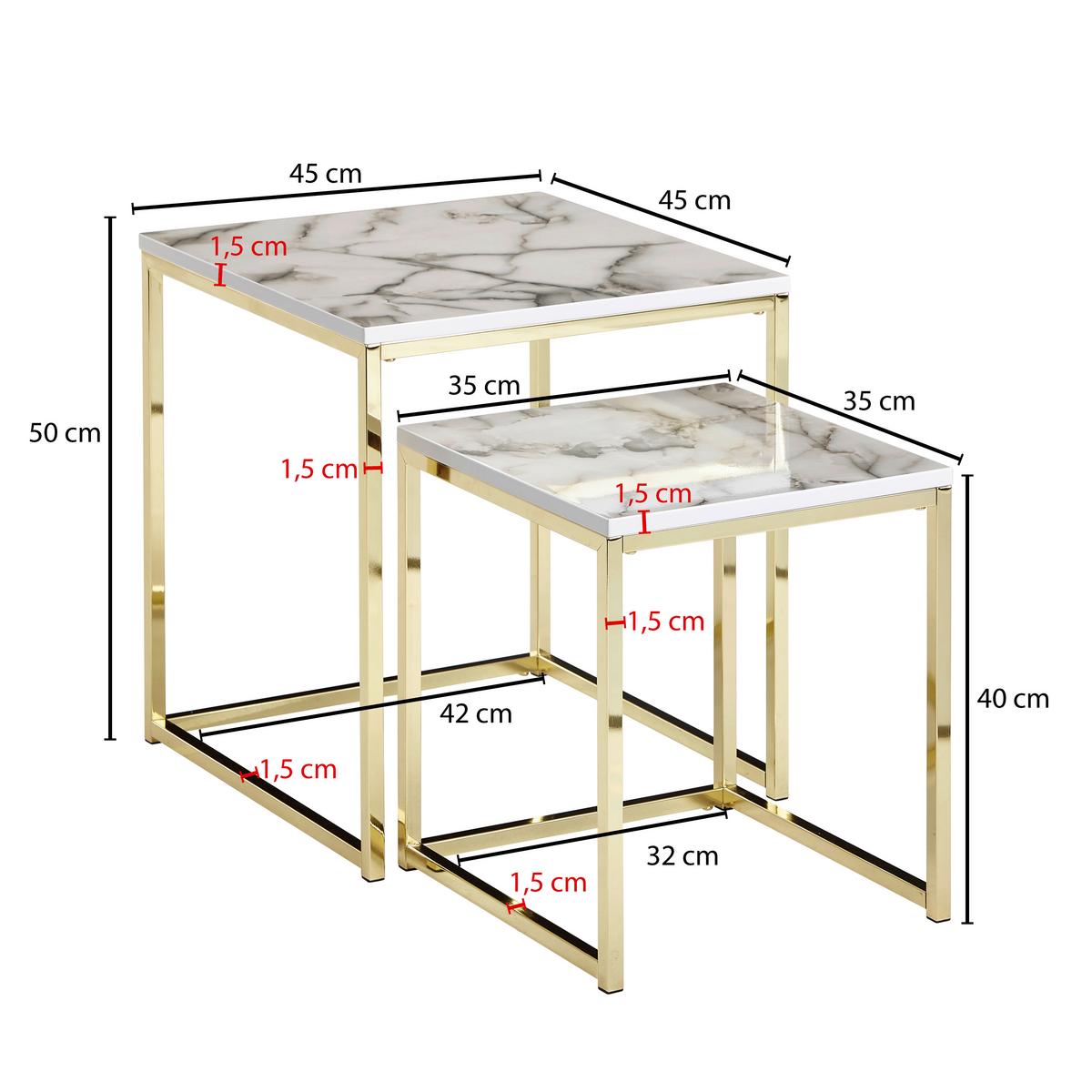 Set Miz Wl6.249 - zlate barve/bela, Konvencionalno, kovina/leseni material (45/45/50cm) - MID.YOU