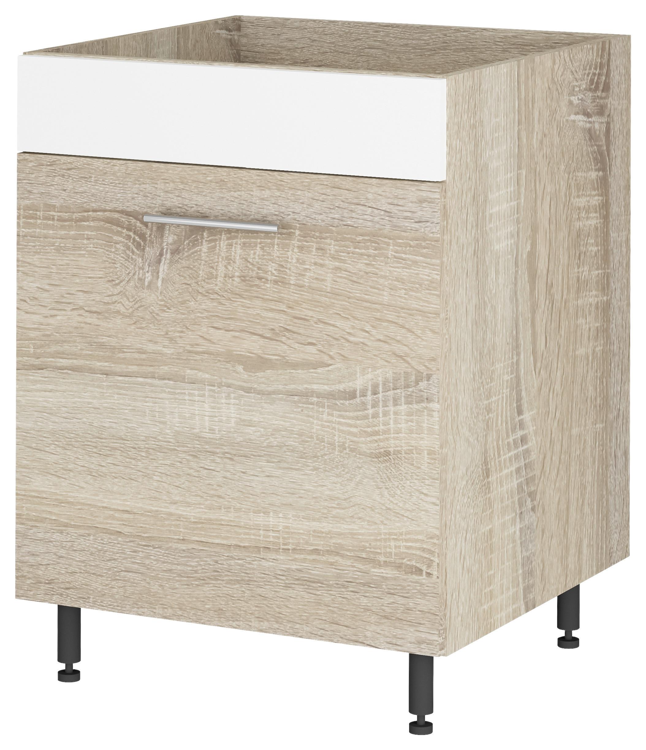 Mască de chiuvetă Corina - stejar Sonoma/alb, Modern, plastic/metal (60/82,4/58cm) - Based