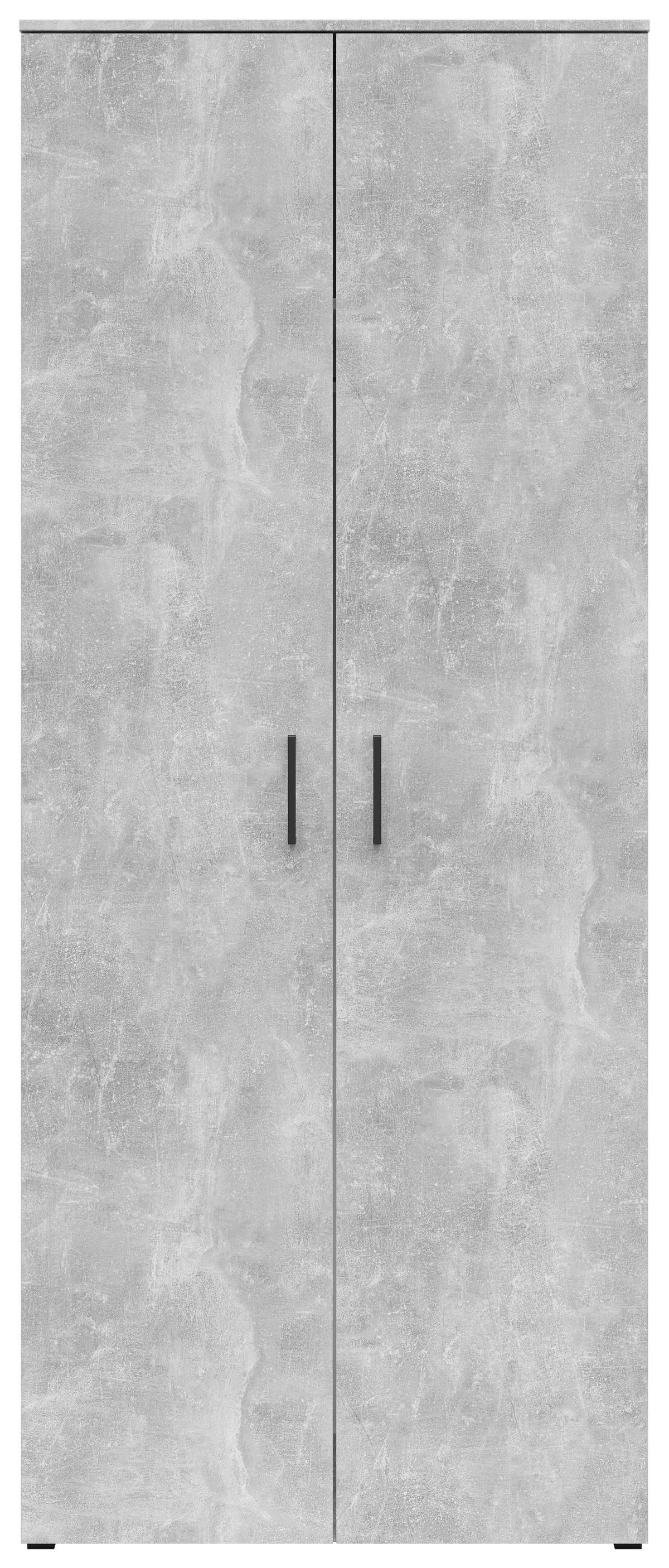 Schrank Multistauraum Betonoptik - Schwarz/Grau, MODERN, Holzwerkstoff/Kunststoff (80/195/52cm) - Mömax