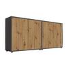 Sideboard Mailand Set 2 Anthrazit/Eiche - Anthrazit/Schwarz, MODERN, Holzwerkstoff/Kunststoff (158/73/33cm) - MID.YOU