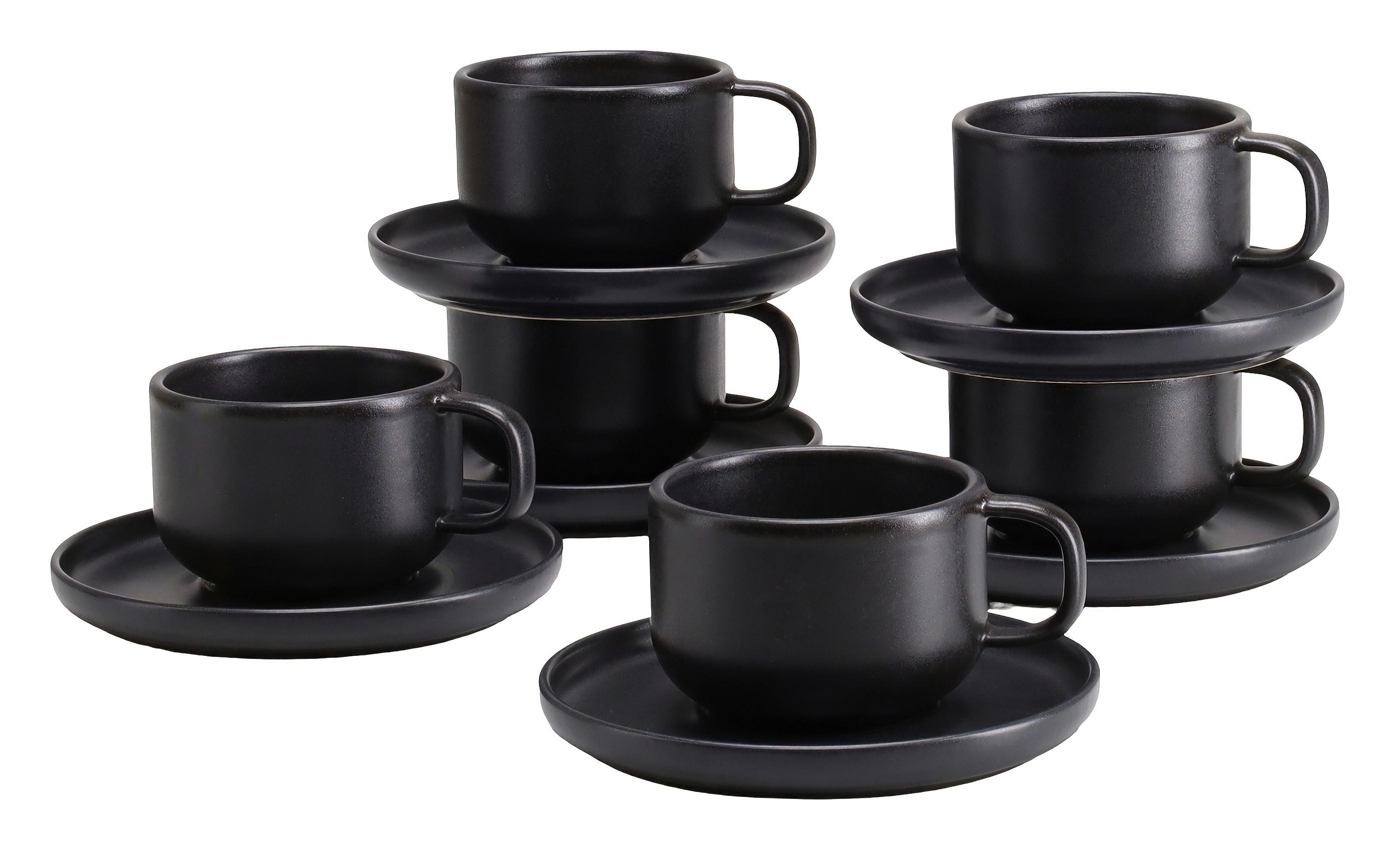 Csészekészlet 25257 Uno Schwarz Kaffeetassen - fekete, Basics, kerámia (240ml) - Creatable