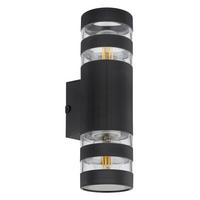 WANDLEUCHTE 78260S HAYES - Klar/Schwarz, Basics, Glas/Kunststoff (22/6,5/6,5cm) - Globo