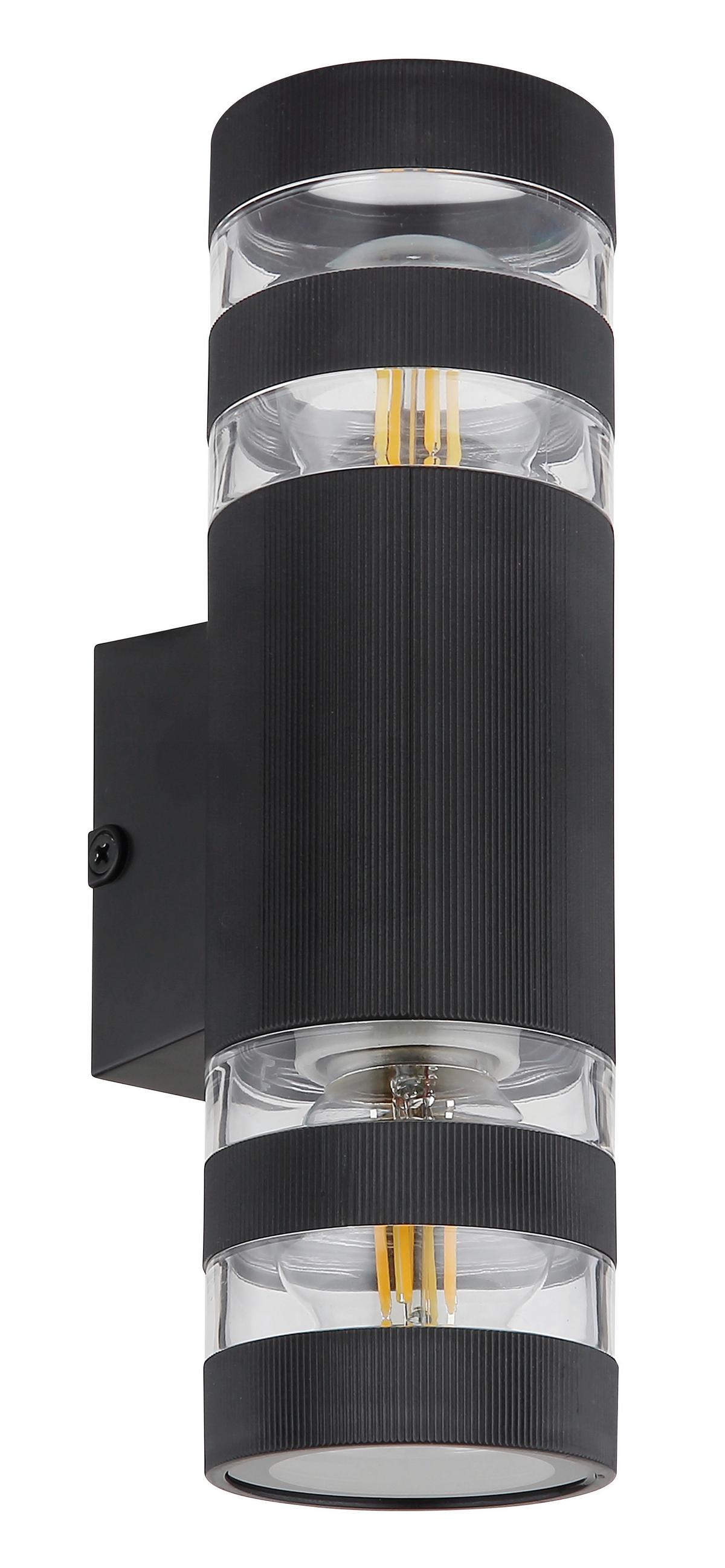 WANDLEUCHTE 78260S HAYES - Klar/Schwarz, Basics, Glas/Kunststoff (22/6,5/6,5cm) - Globo