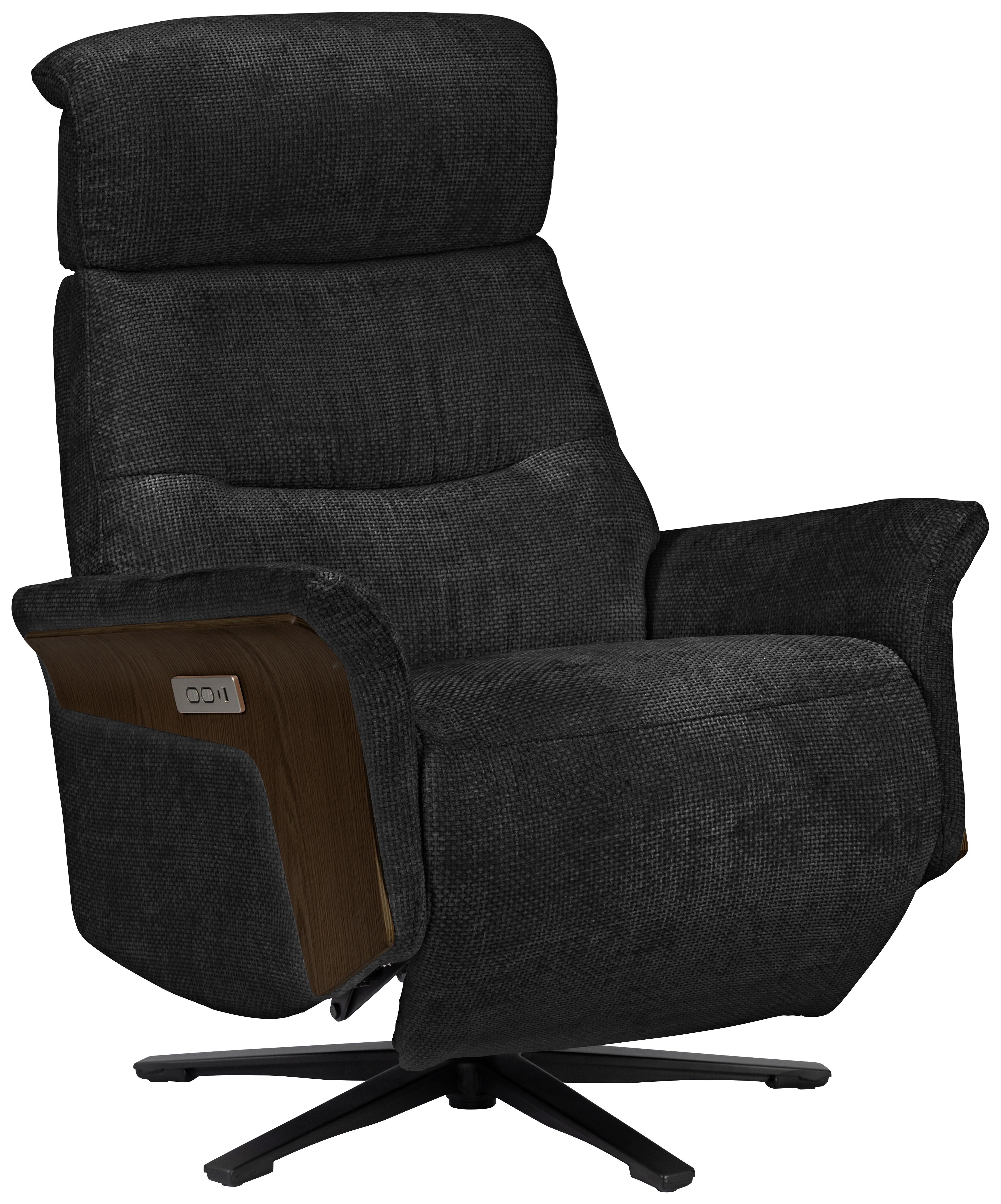 Tv Fotelj Rio - črna/barva oreha, Moderno, kovina/tekstil (75/106/87cm)