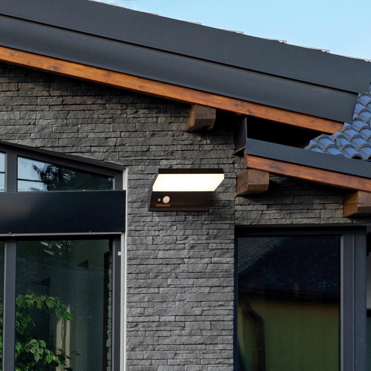 Szolárlámpa 67417bk Solar Wall Light - fekete/fehér, Design, műanyag (16/6/6cm)