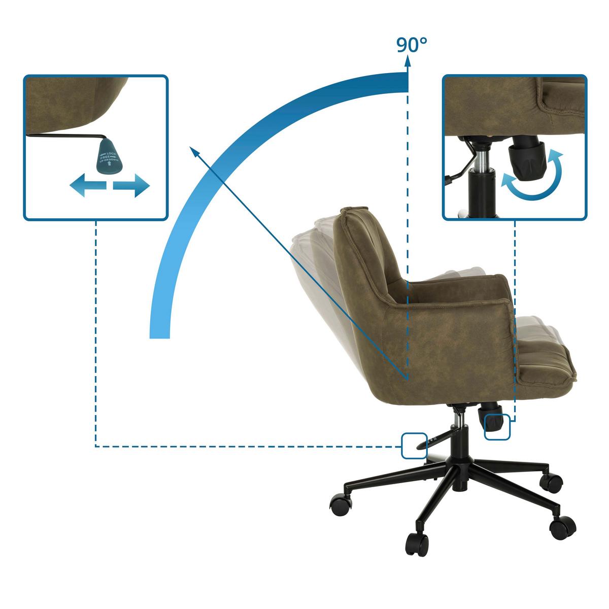 Vrtljivi Stol Solao Life, Zelena - črna/zelena, Moderno, kovina/umetna masa (54/85/70cm) - MID.YOU