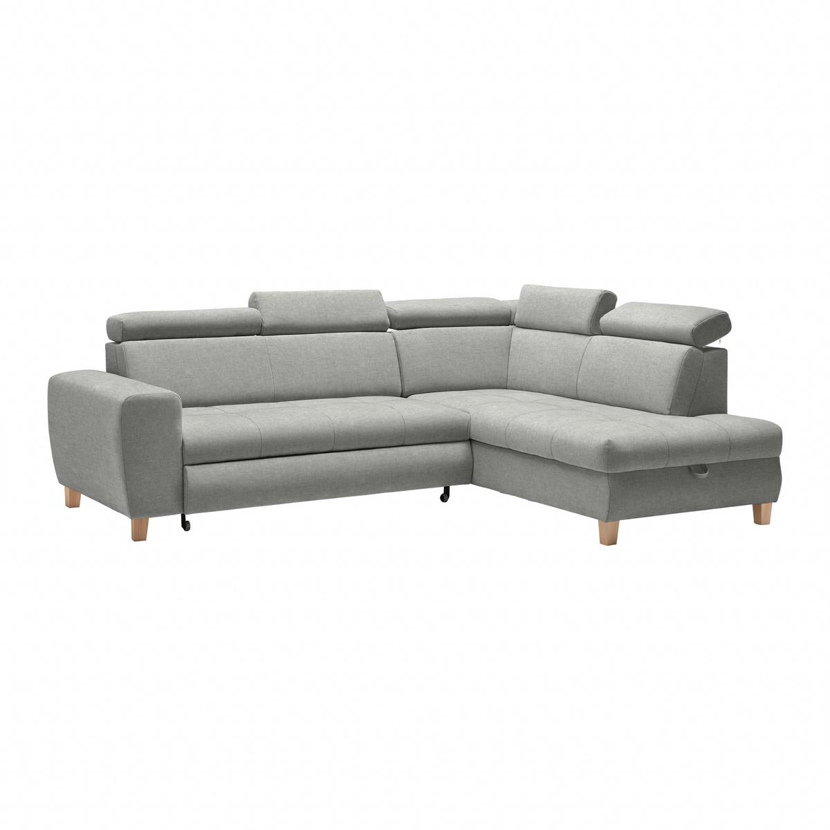 Ecksofa Lugo Grau - Grau, MODERN, Holz/Kunststoff (266/98/205cm) - Mömax