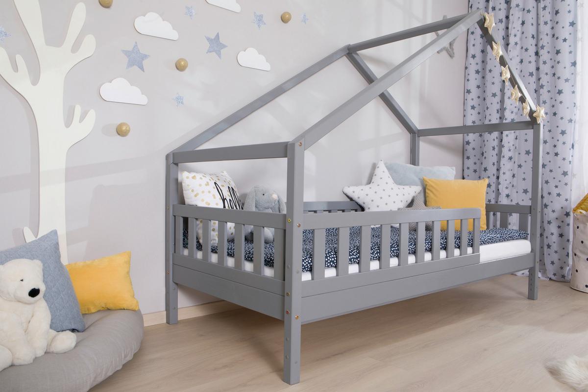 Hausbett Lou ca. 140x200 cm Holz Hellgrau - Hellgrau/Naturfarben, MODERN, Holz (140/200cm) - MID.YOU