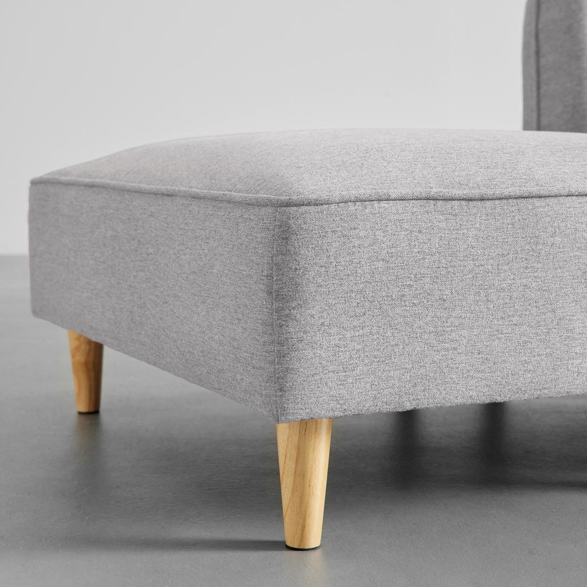 Modulsofa Fanny Hellgrau Leinenoptik mit Hocker - Hellgrau/Naturfarben, MODERN, Holz/Textil (154/55/73cm) - Bessagi Home