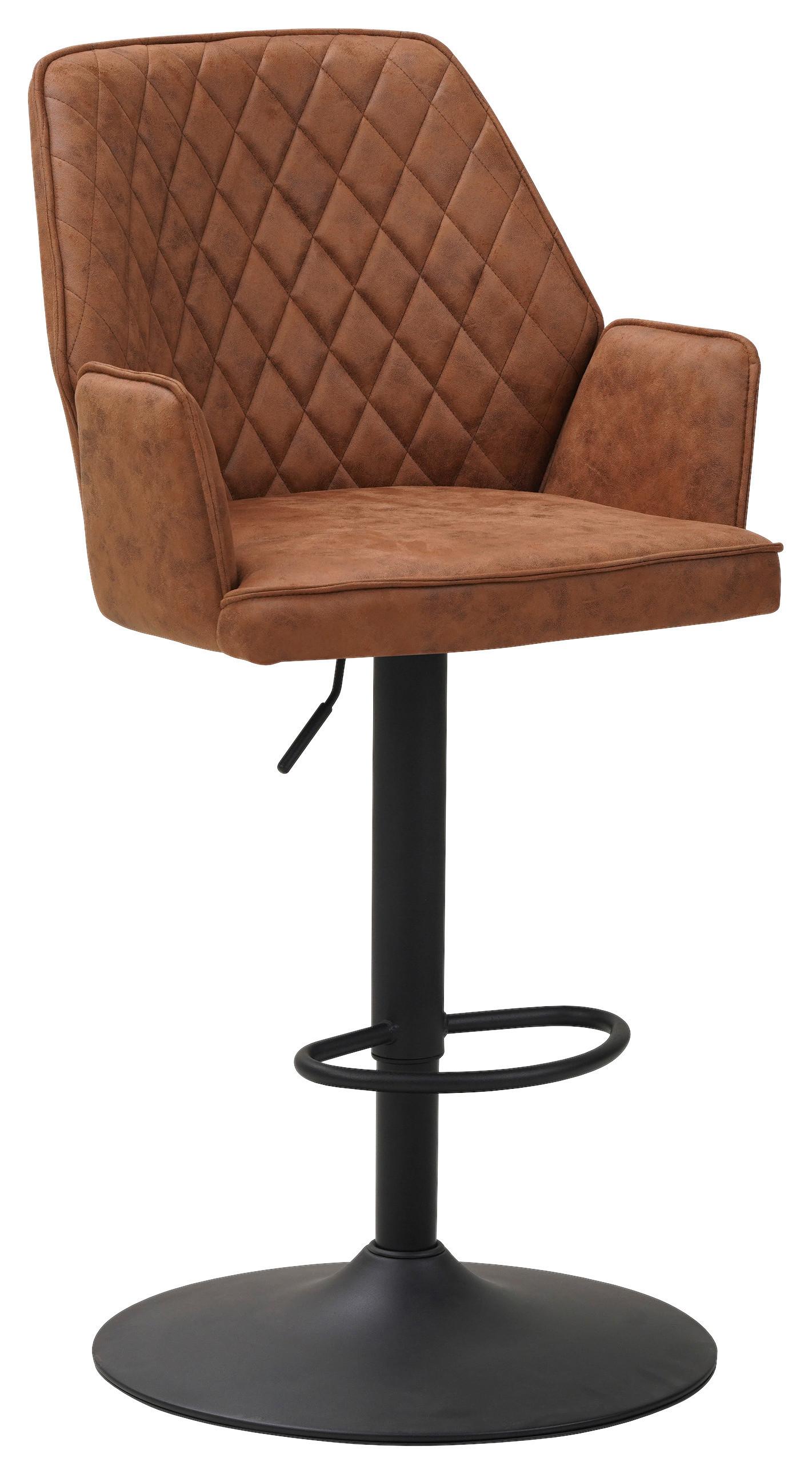 Barhocker Donny ca. 42x114 cm Cognac - Cognac/Schwarz, KONVENTIONELL, Textil/Metall (42/114/52cm) - MID.YOU