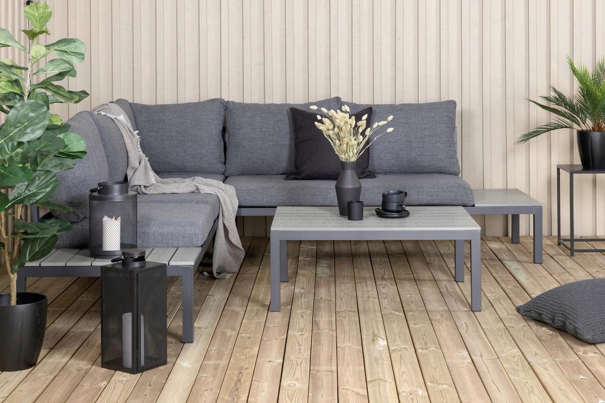 Loungegarnitur Odense ca. 133x167 cm Schwarz - Schwarz, KONVENTIONELL, Metall (133/167cm) - Gardenson