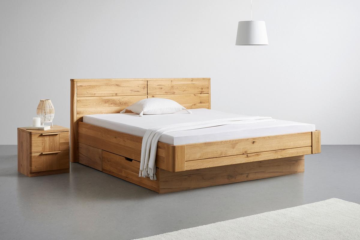 Ágykeret Ágyneműtartóval Tölgy Vero - tölgyfa színű, Konventionell, fa (180/200cm) - Premium Living