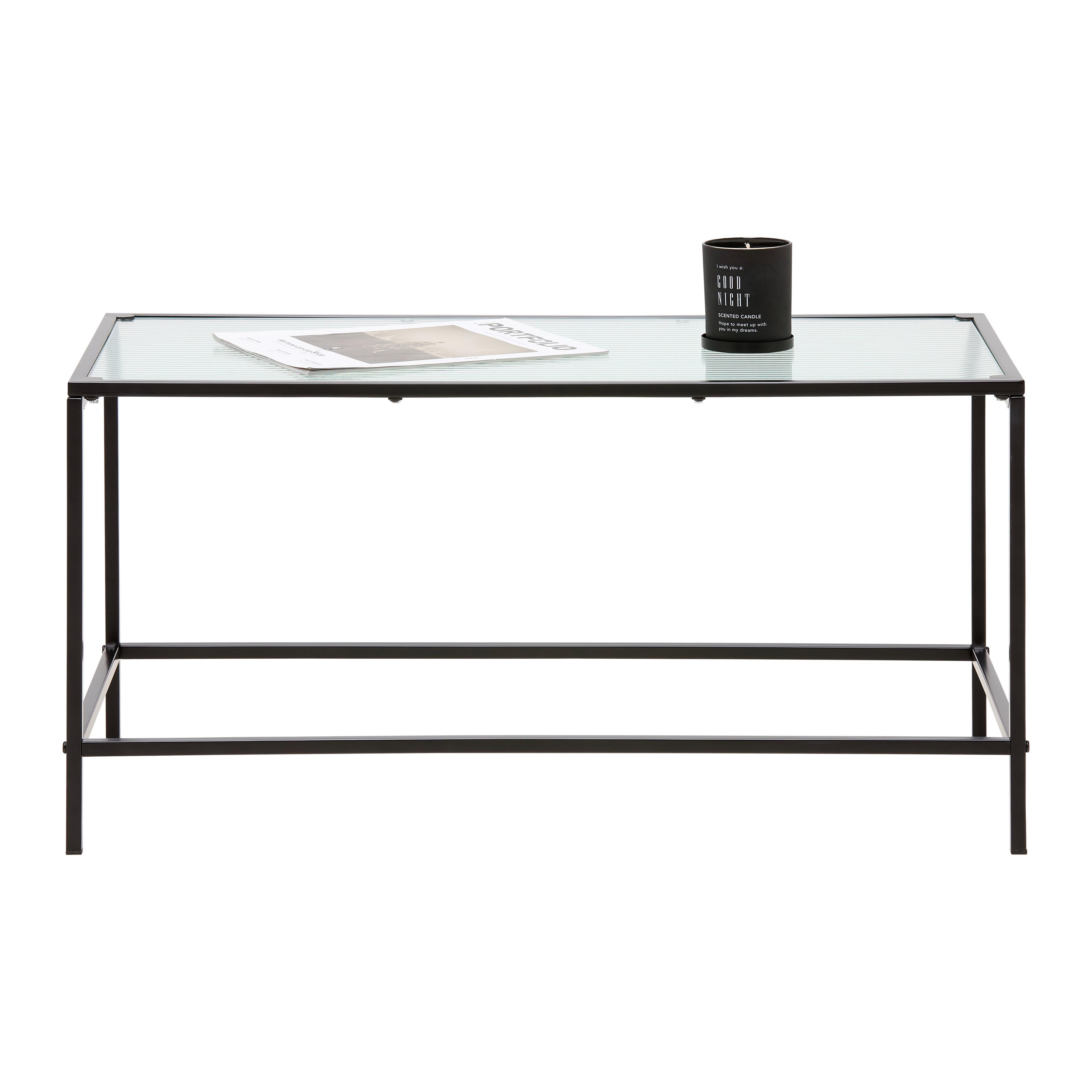 SOFFBORD LEON - svart/transparent, Modern, metall/glas (80/40/40cm) - Mömax