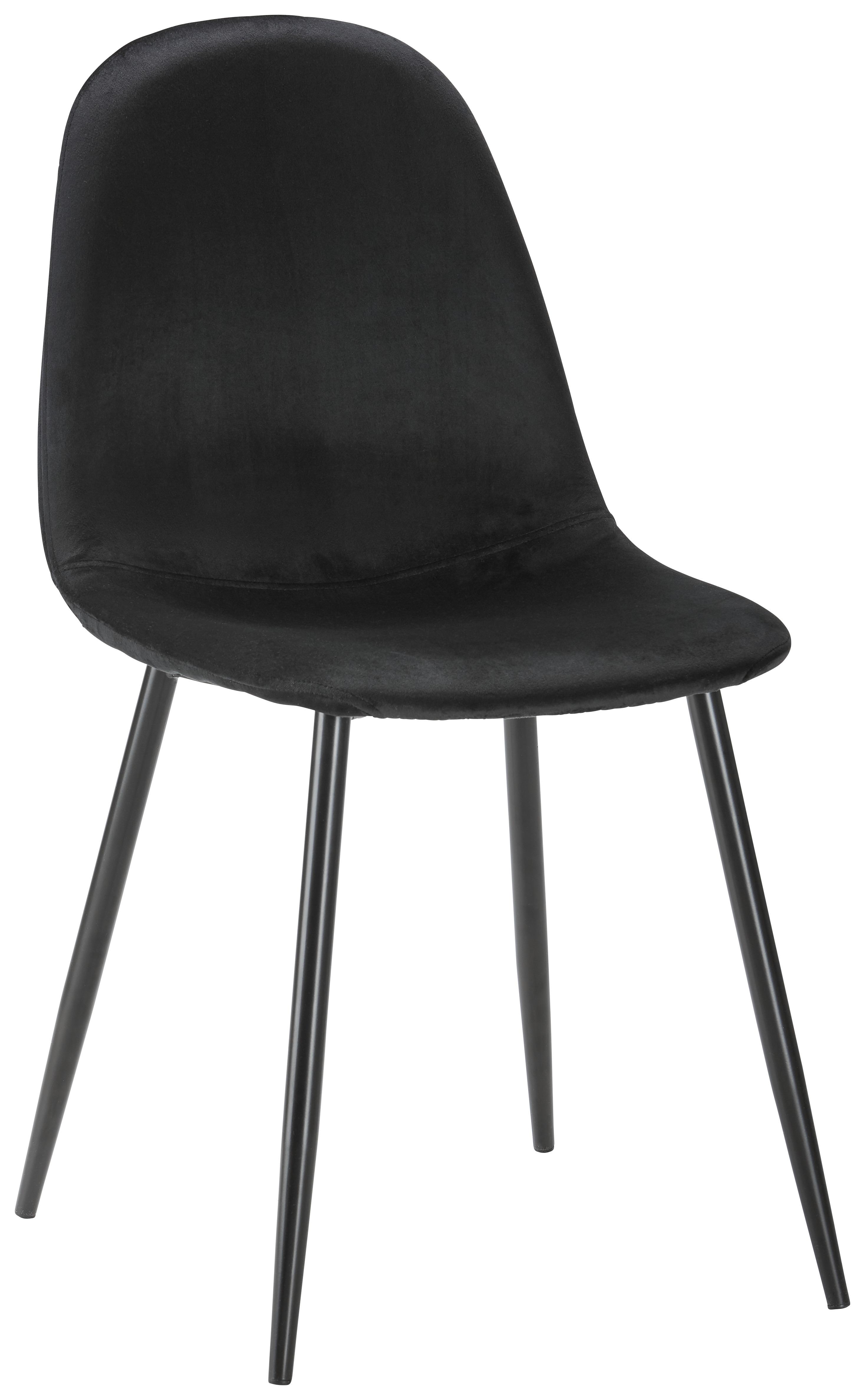 Stuhl "Lio", Samtbezug, schwarz, Gepolstert - Schwarz, MODERN, Holz/Textil (43/86/55cm) - Bessagi Home