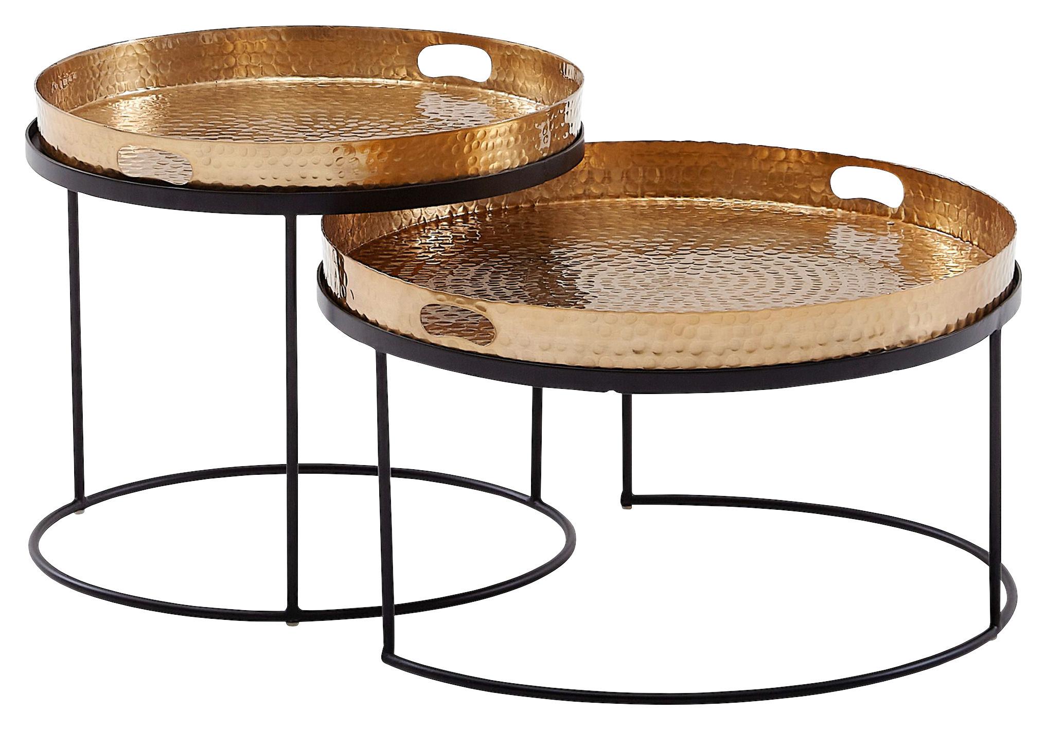 Set Klubskih Mizic Wohnling - zlate barve/črna, Moderno, kovina (46/46/41cm) - MID.YOU