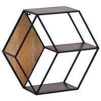 Stenski Regal Wl6.764 - črna/rjava, Trendi, kovina/les (60/52/20cm) - MID.YOU