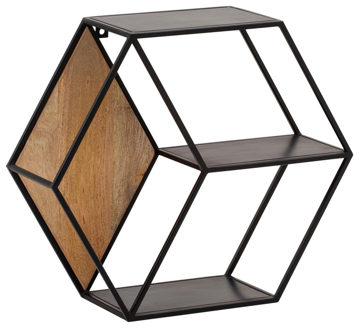 Stenski Regal Wl6.764 - črna/rjava, Trendi, kovina/les (60/52/20cm) - MID.YOU