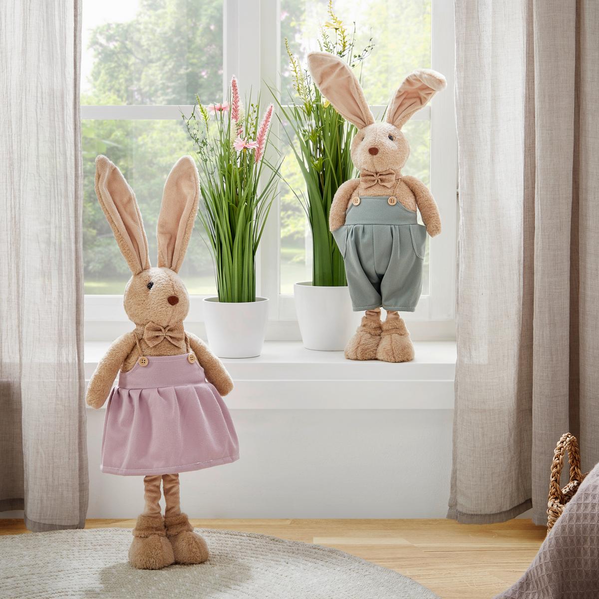 Osterhase Lotta Grün/Hellbraun - Mintgrün, Textil/Stein (22/46-60/11cm) - Mömax