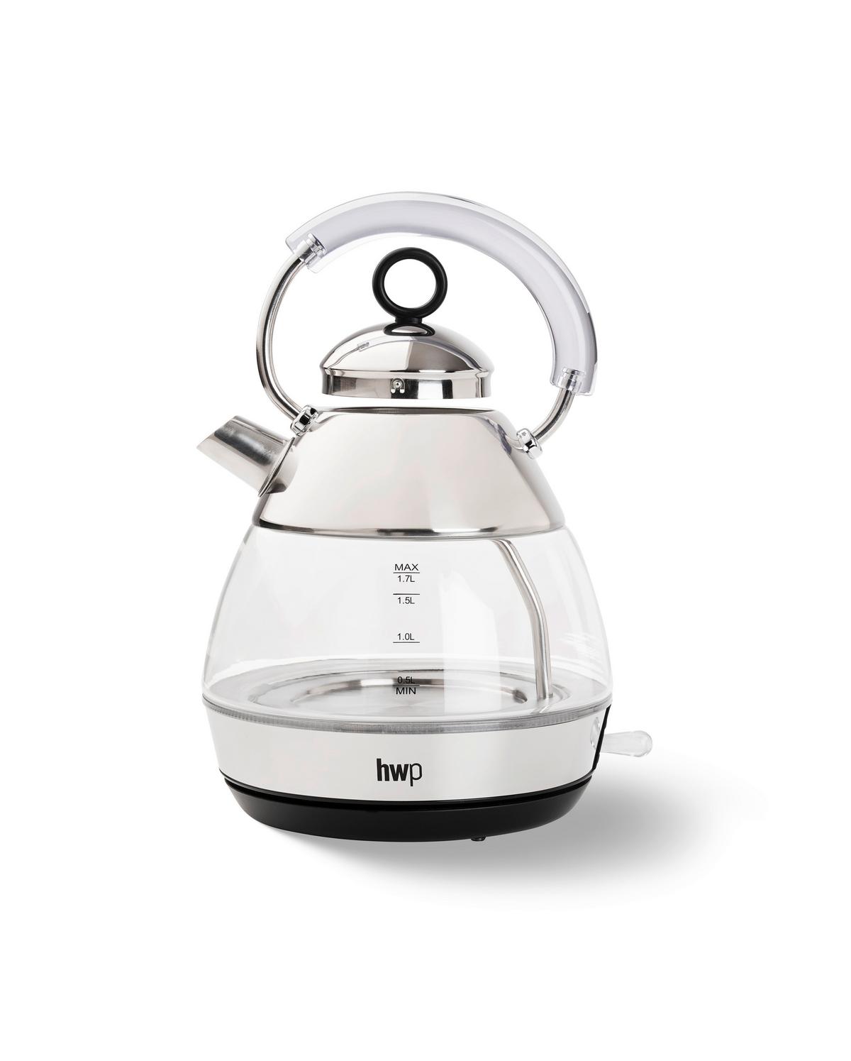 CZAJNIK ELEKTRYCZNY GWK-25240 - kolor stalowy/przejrzysty, Basics, tworzywo sztuczne/metal (19,7/21,8/29,9cm) - Homeware Profession.