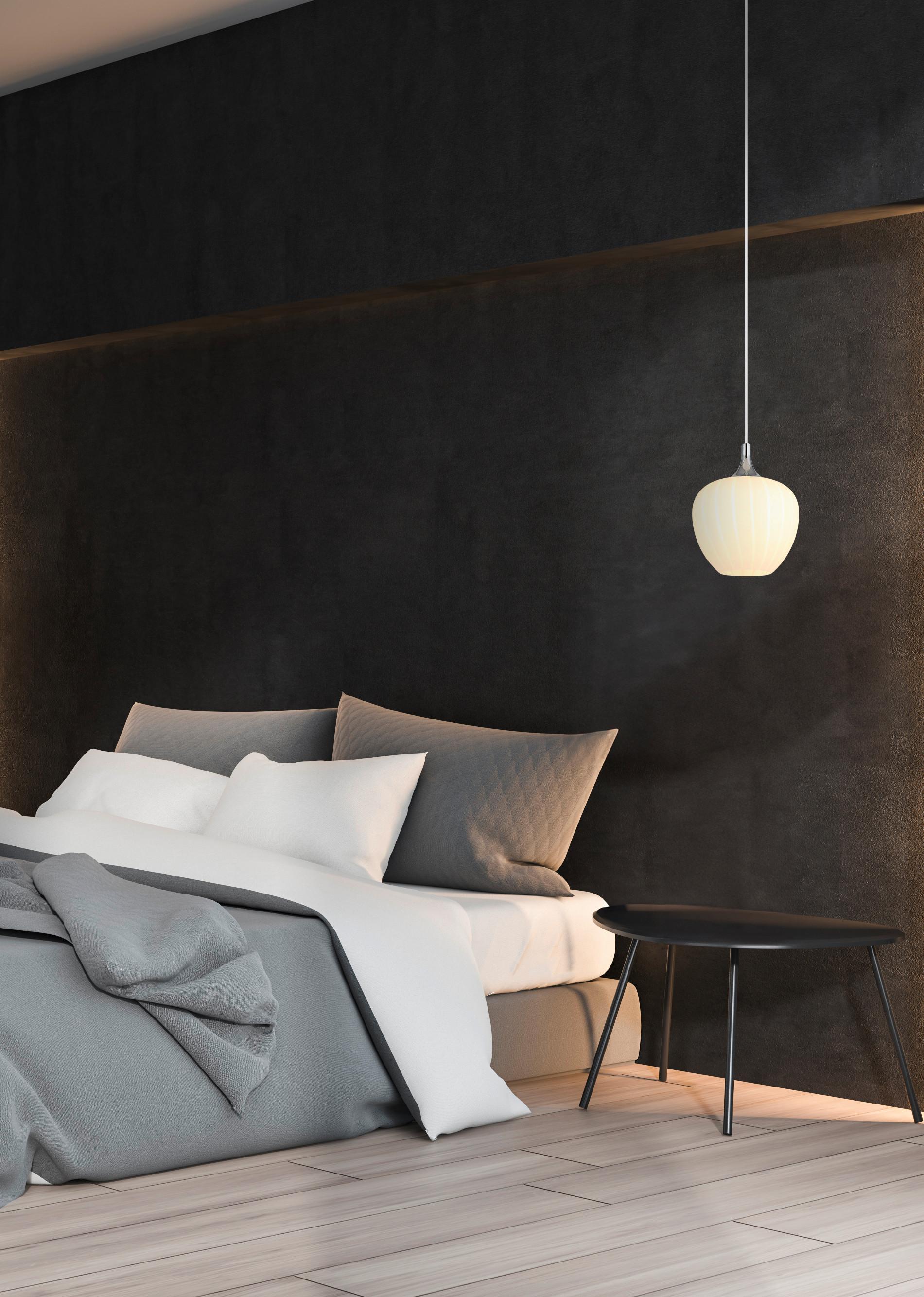 Hängeleuchte Maxy Weiß/Chrom max. 60 Watt - Chromfarben/Weiß, KONVENTIONELL, Glas/Metall (24/120cm) - Globo