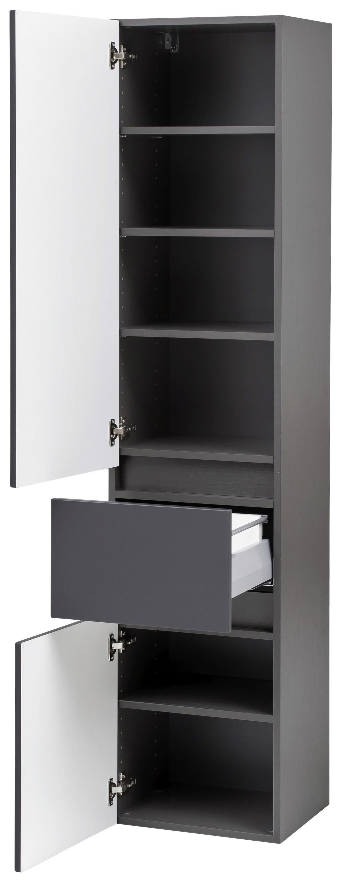Hochschrank Kopenhagen B: 40 cm Graphitfarben - Silberfarben/Grau, KONVENTIONELL, Holzwerkstoff/Kunststoff (40/180/35cm) - Held