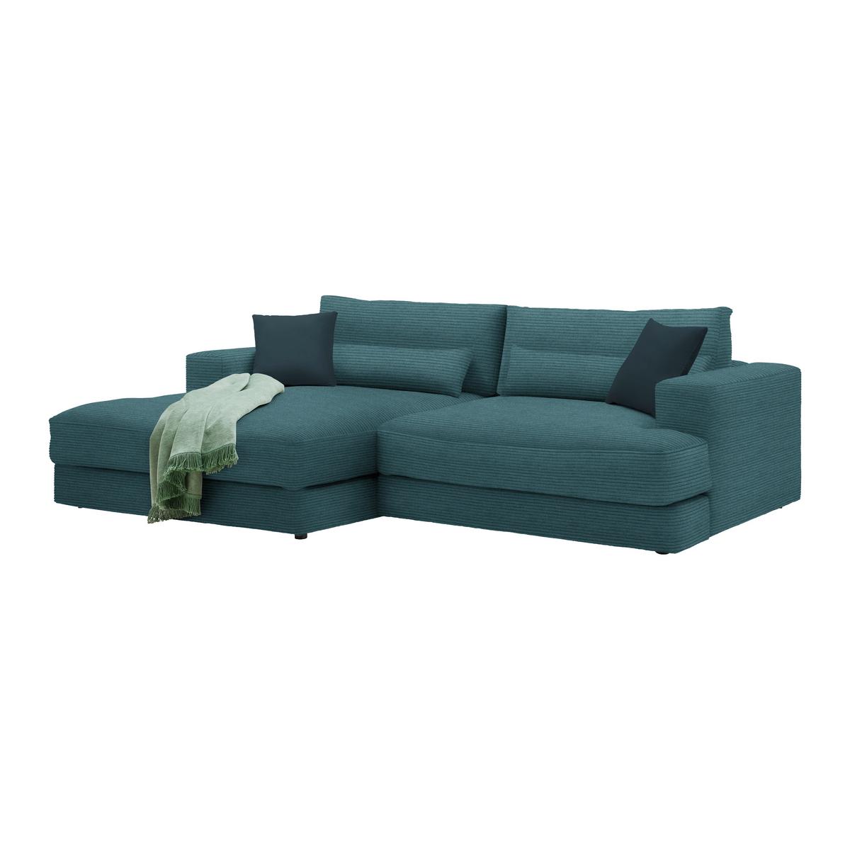 Ecksofa Fabiona links Petrol - Schwarz, MODERN, Holz/Kunststoff (194/85/268cm) - Premium Living