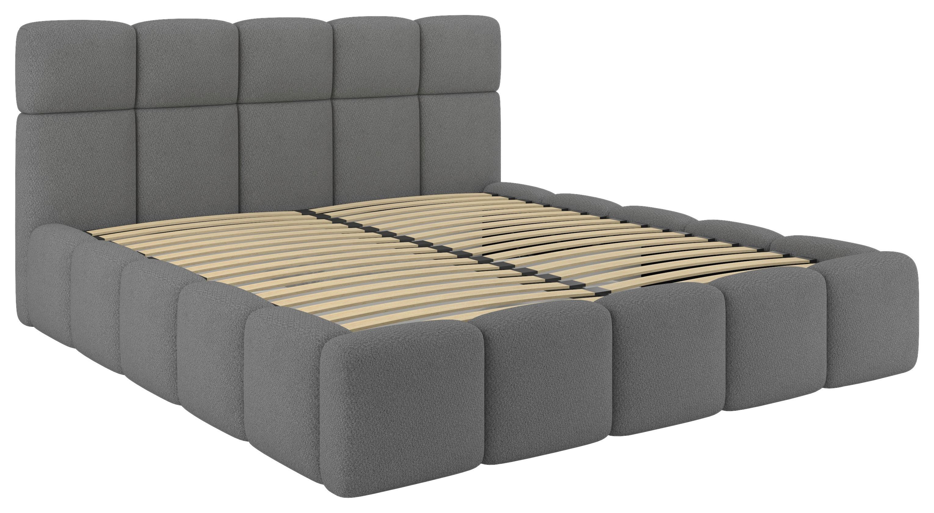 Tapecirani Krevet Cloudy - siva, Trend, drvni materijal/metal (180/200cm) - Modern Living