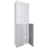 SCHUHSCHRANK LONA 2XL DT R - Weiss/Silberfarben, Design, Holzwerkstoff/Kunststoff (70/220/40cm) - MID.YOU