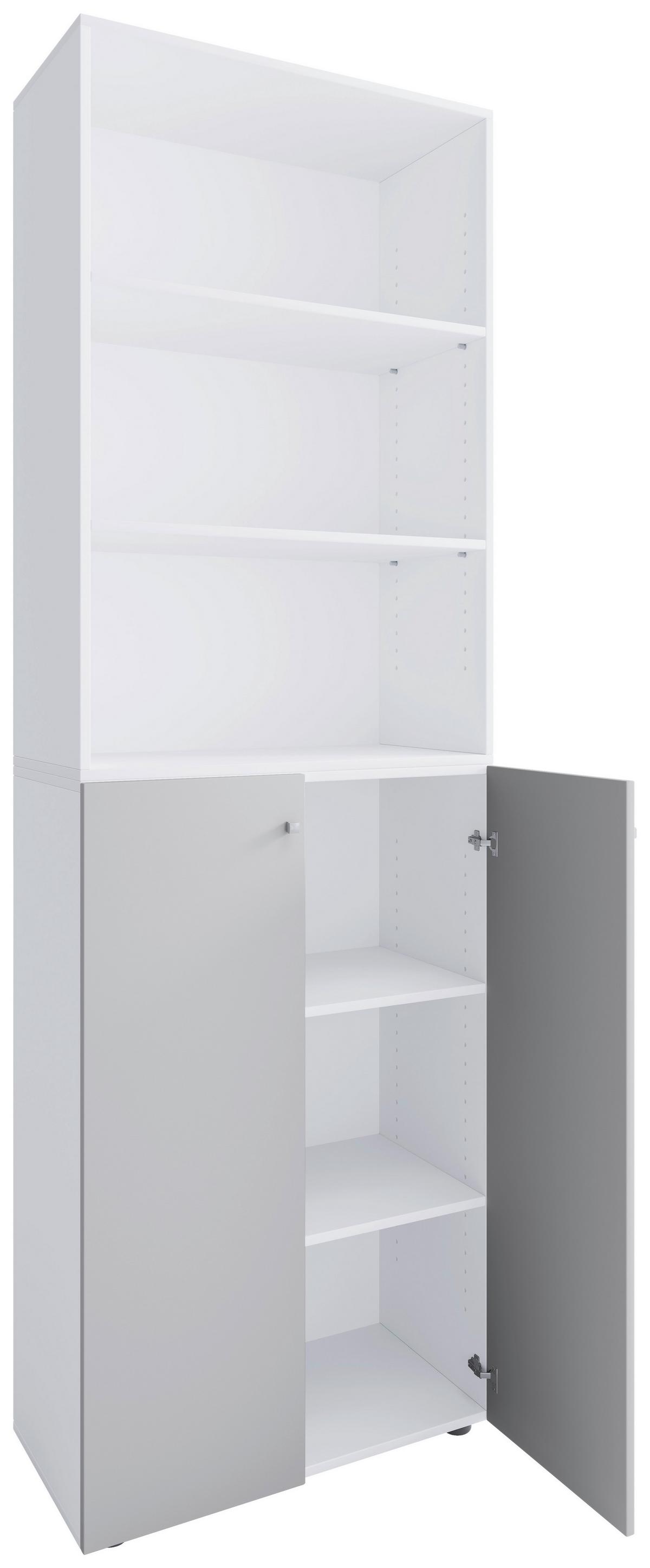 SCHUHSCHRANK LONA 2XL DT R - Weiss/Silberfarben, Design, Holzwerkstoff/Kunststoff (70/220/40cm) - MID.YOU
