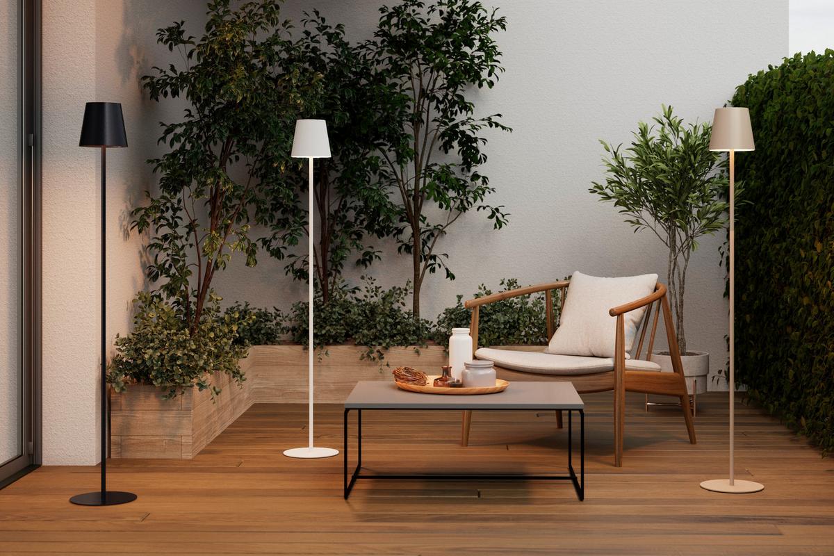 AKUMULATOROWA LAMPA STOJĄCA FORT LAUDERDALE *SBN* - kolor piaskowy, Design, tworzywo sztuczne/metal (22/130cm) - Novel