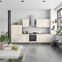 Küchenblock Riva Low m. Geräten Weiß - Schieferfarben/Edelstahlfarben, MODERN, Holzwerkstoff/Metall (330cm) - Nobilia