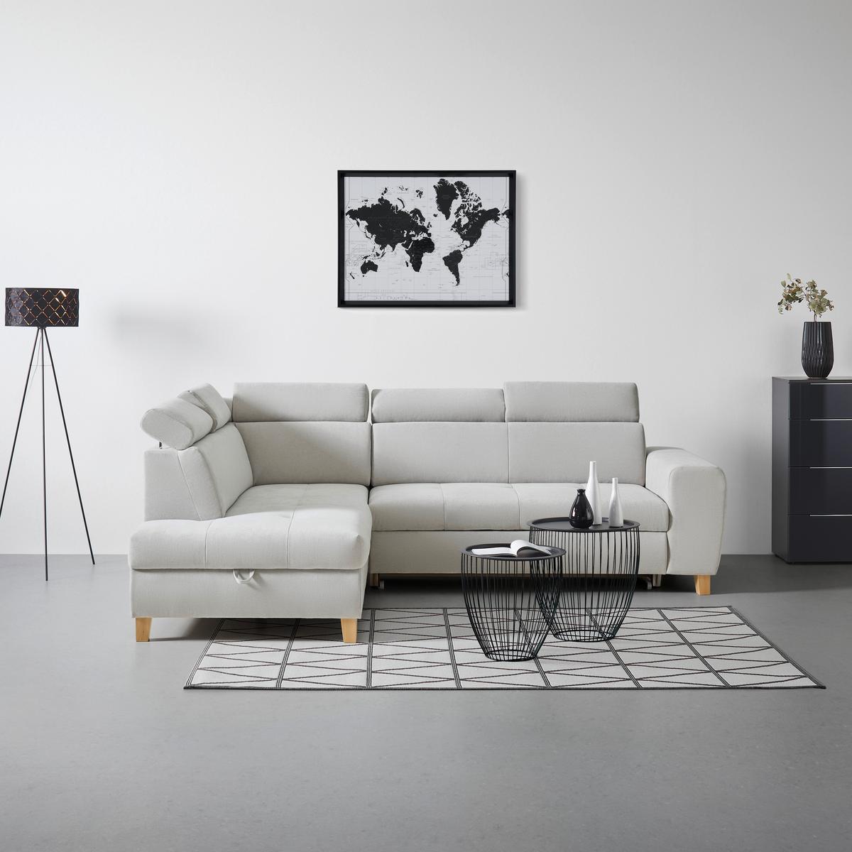 Wohnlandschaft Lugo Grauweiß - Grauweiß, MODERN, Holz/Kunststoff (205/98/266cm) - Mömax