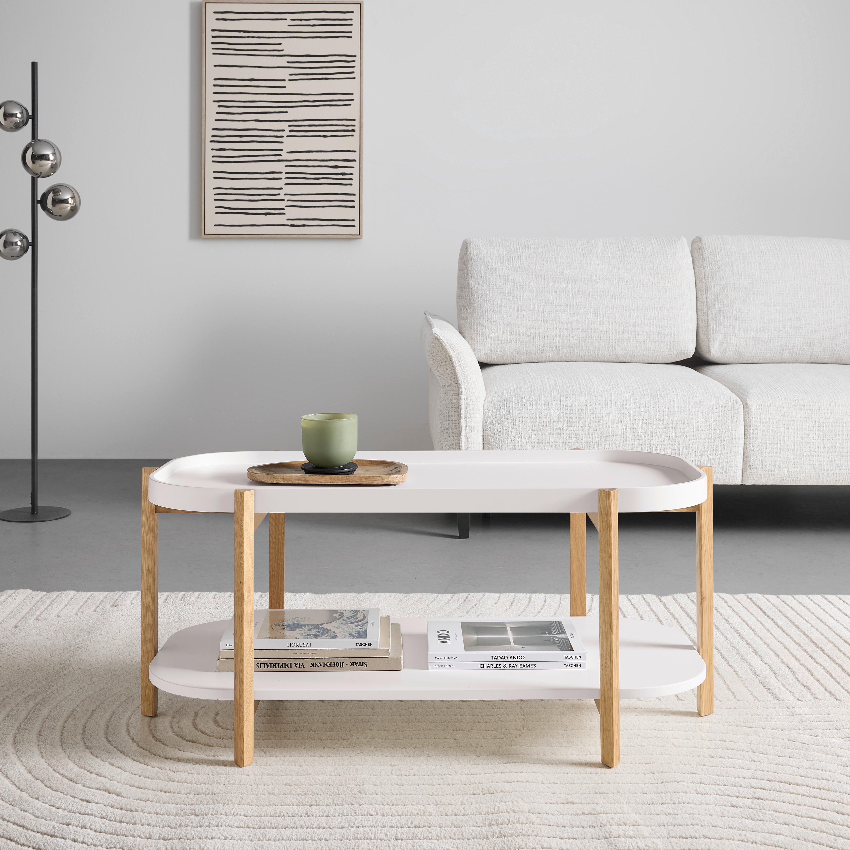 SOFFBORD STRUT - vit/naturfärgad, Modern, trämaterial/trä (100/50/45cm) - Mömax