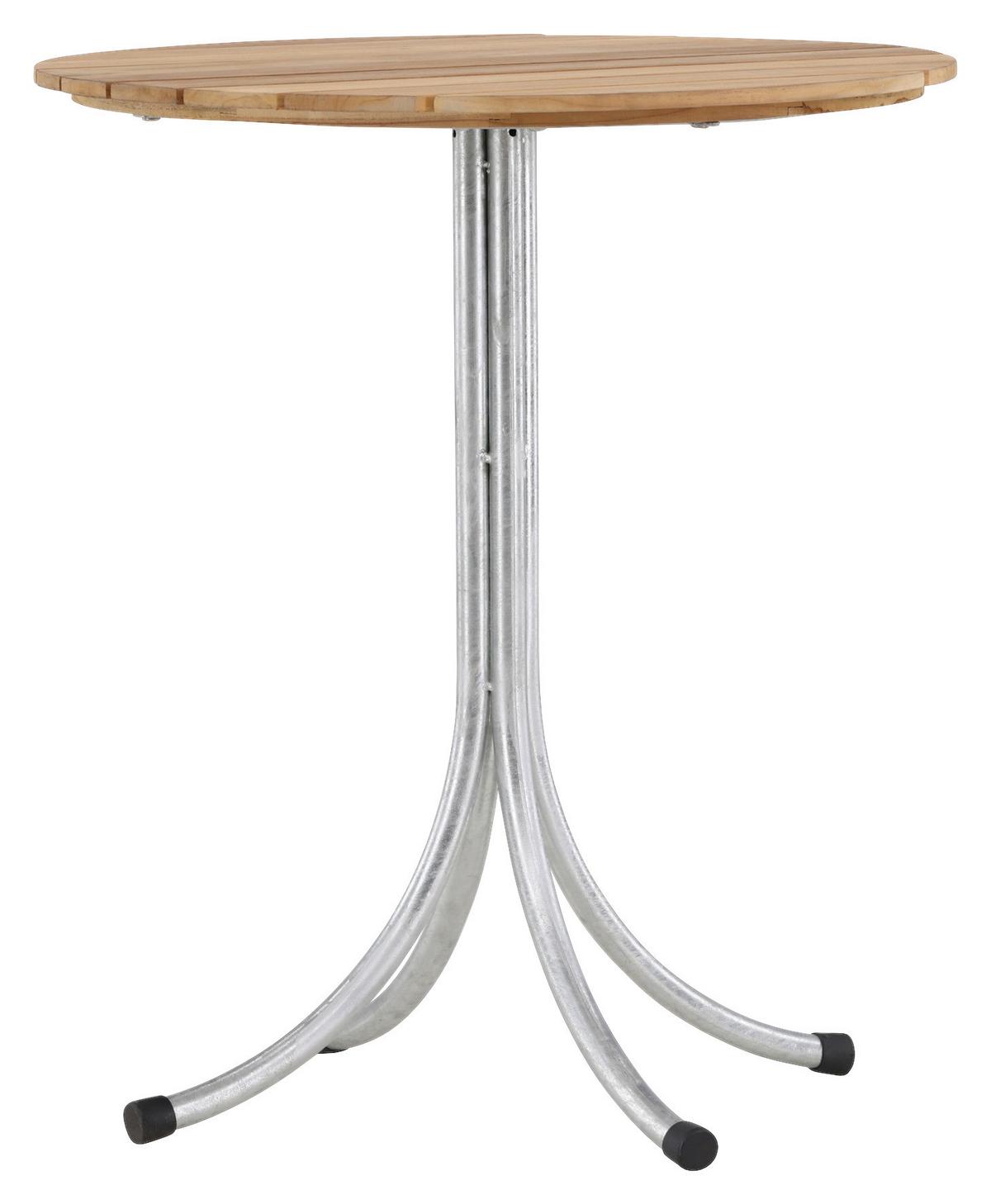 Gartentisch Holmsund ca. 65x65x75cm Teakholz/Silber - Silberfarben/Teakfarben, KONVENTIONELL, Holz/Metall (65/65/75cm) - Gardenson