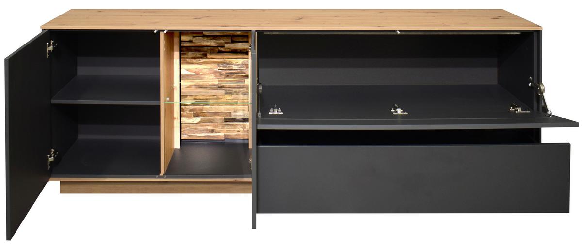 TV-Element Halvar Anthrazit/Eiche Artisan - Anthrazit/Eiche Artisan, MODERN, Glas/Holz (207/71/42cm) - Premium Living