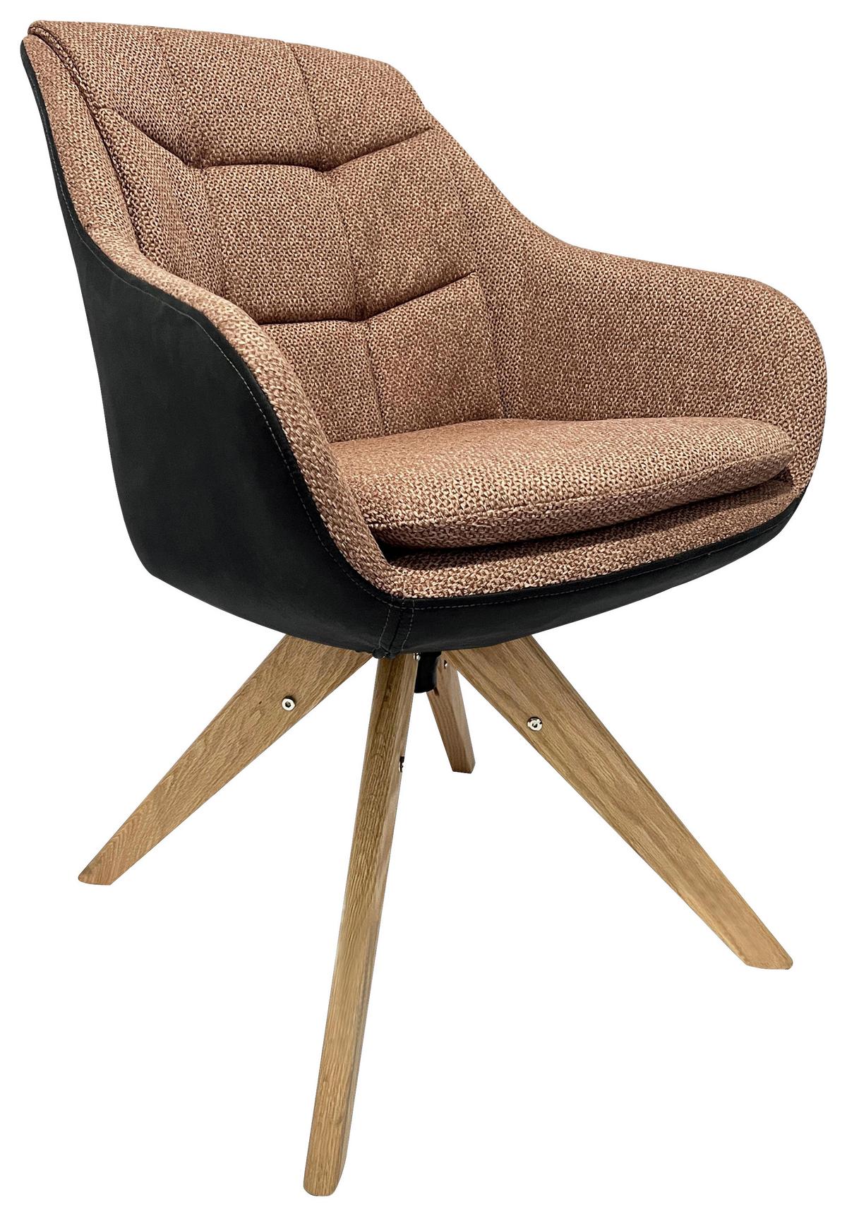 KRZESŁO Z PODŁOKIETNIKAMI FRESH - kolor dębowy/kolor rdzawy, Konventionell, drewno/tkanina (57/83,5/60cm) - Landscape