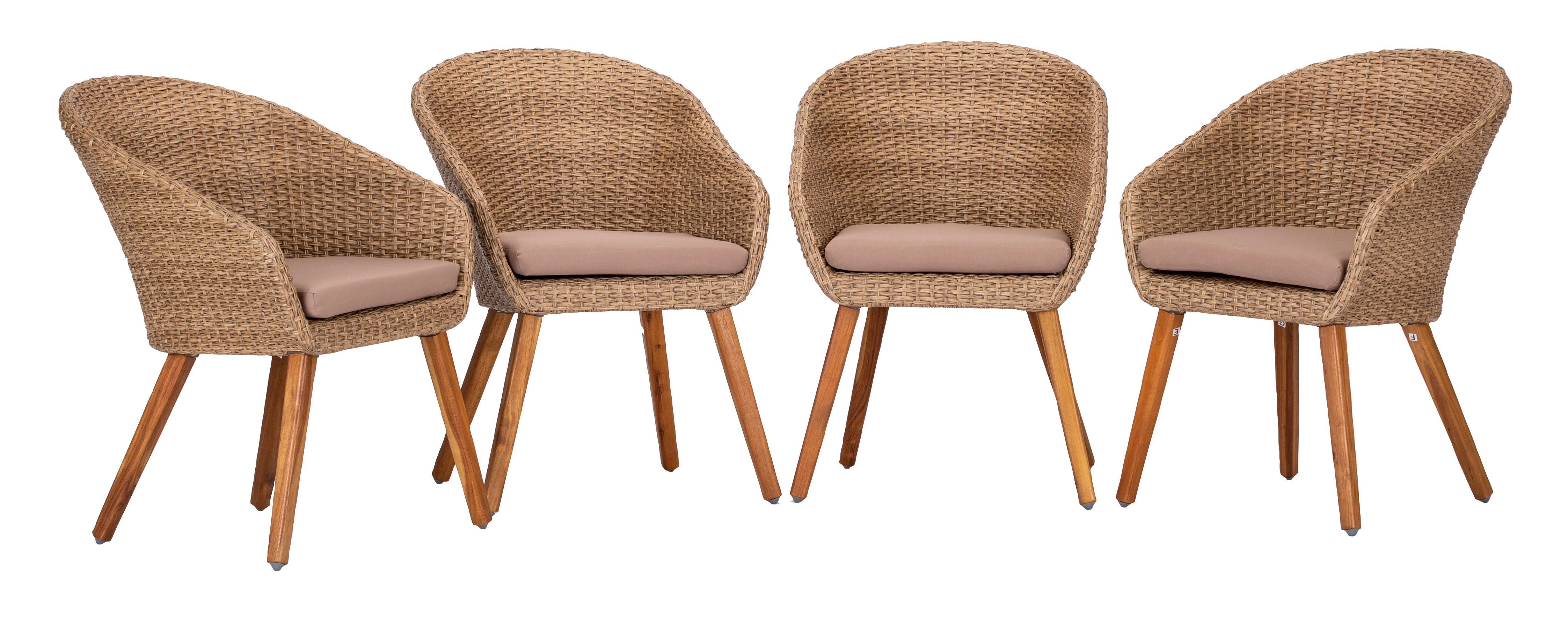 Gartensessel-Set 4-tlg. Atacama Akazienholz - Akaziefarben/Teakfarben, Basics, Holz/Kunststoff (62/77/74cm) - Acamp