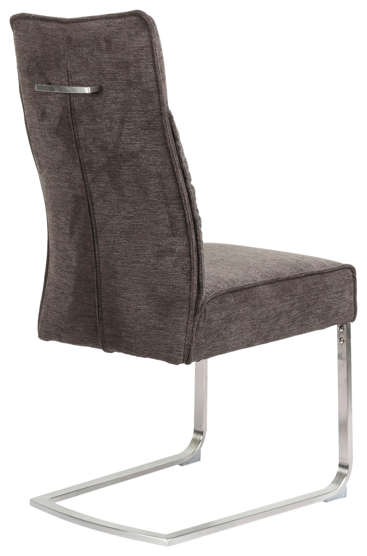 KRZESŁO NA PŁOZIE BUFFY - kolor stalowy/szary, Design, metal/tkanina (44/102/64cm) - Novel