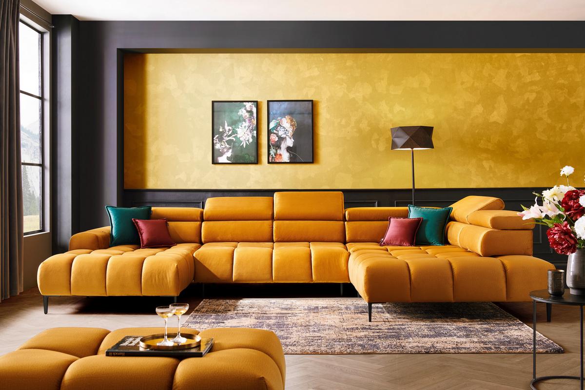 Coltar IMPERIA -EXKLUSIV- - galben curry, Design, textil (177/385/216cm) - Modern Living