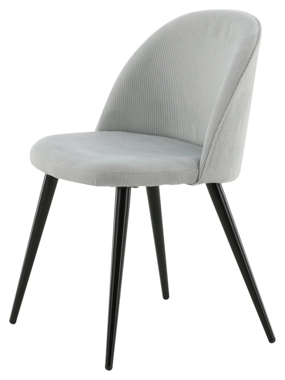 STUHL-SET VELVET - Schwarz/Grau, Design, Textil/Metall (57/76,5/50cm) - Livetastic