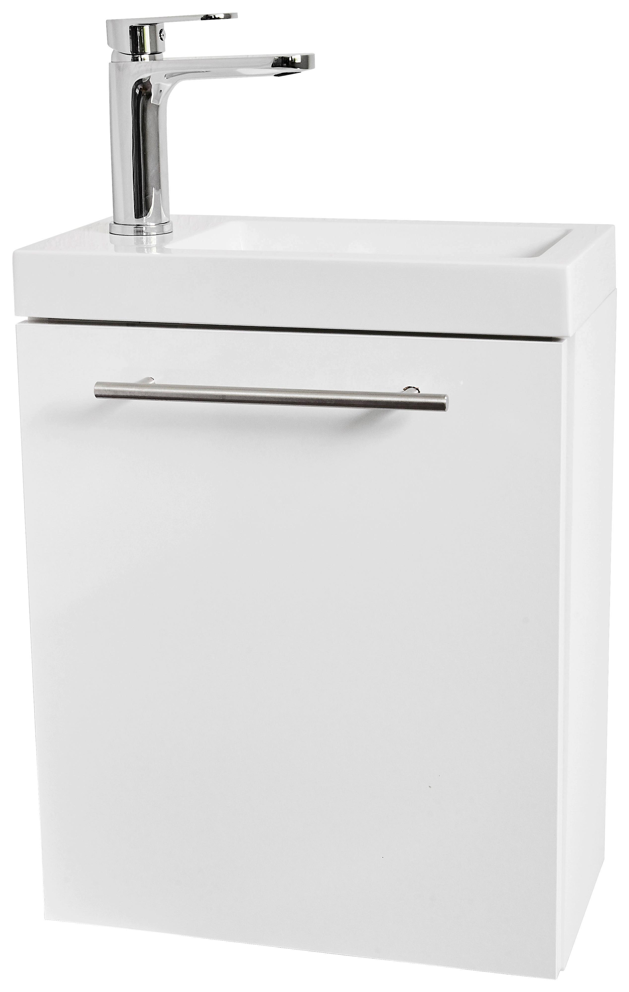 Mosdószekrény Mosdóval Fantasy + Leon - krómszínű/fehér, Konventionell, faalapú anyag/kő (40/47/22cm) - Best Price