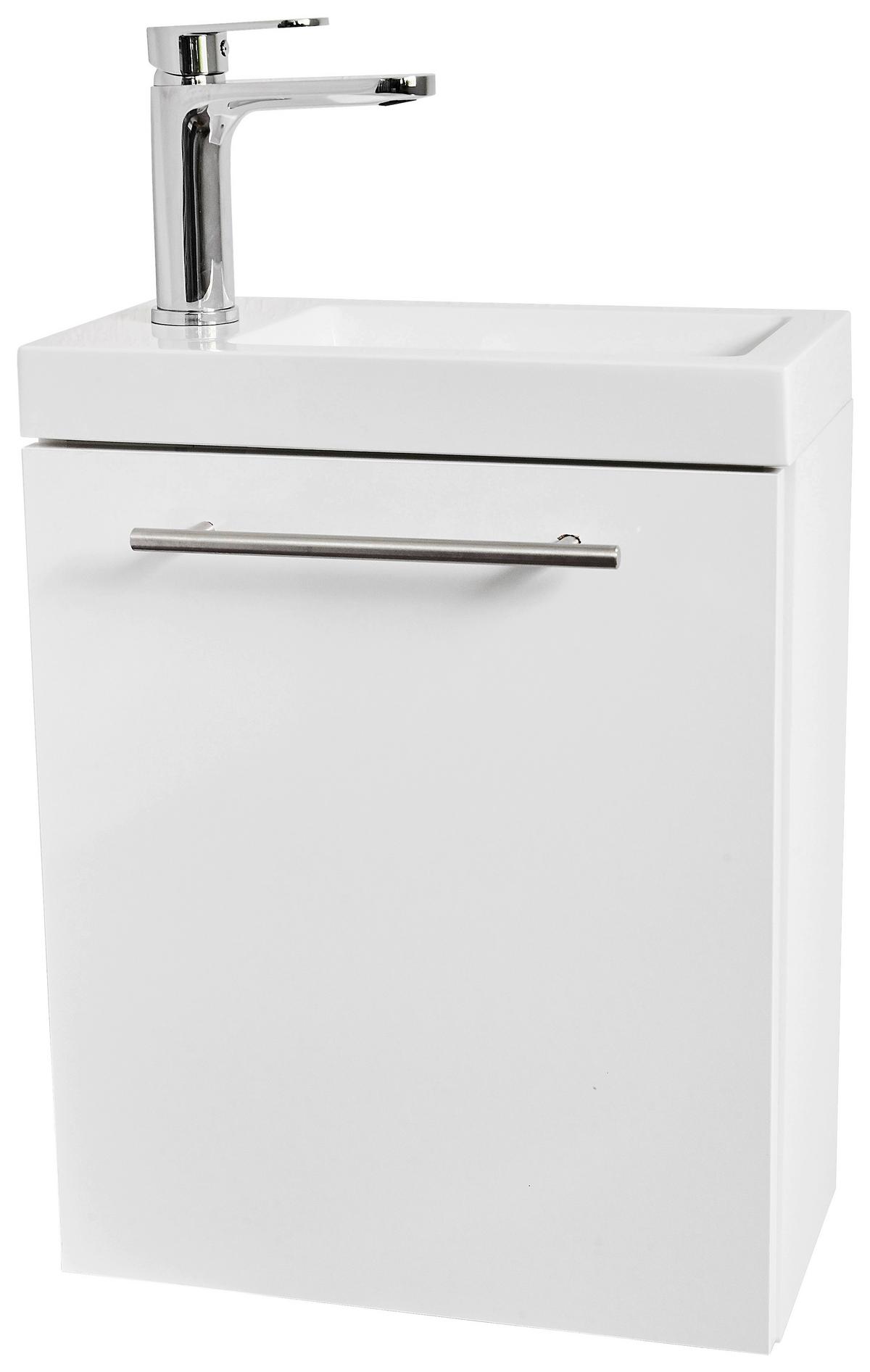 Mosdószekrény Mosdóval Fantasy + Leon - krómszínű/fehér, Konventionell, faalapú anyag/kő (40/47/22cm) - Best Price