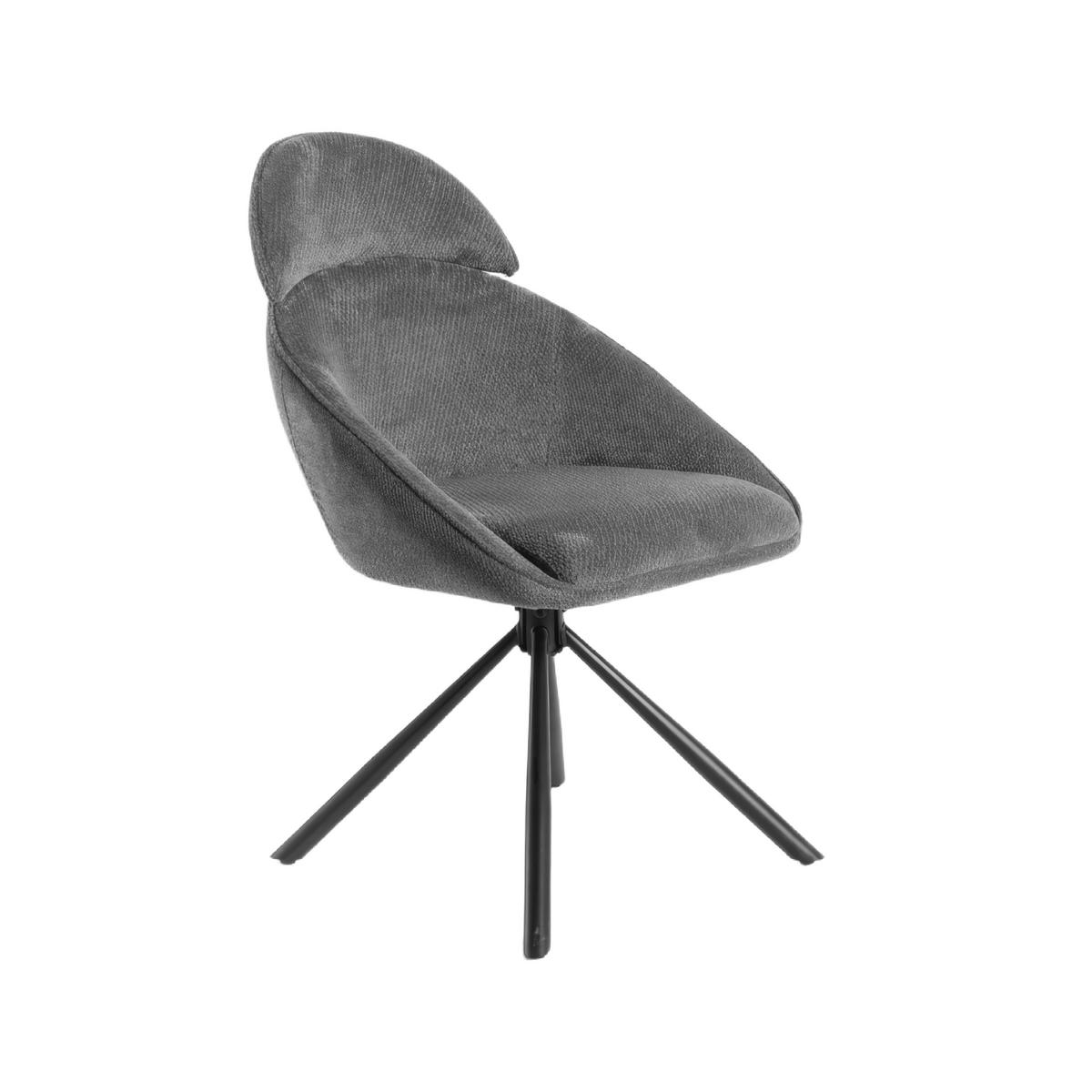 Armlehnstuhl Maira Dunkelgrau Webstoff Drehbar Gepolstert - Dunkelgrau/Schwarz, MODERN, Textil/Metall (59,5/93/66cm) - Bessagi Home