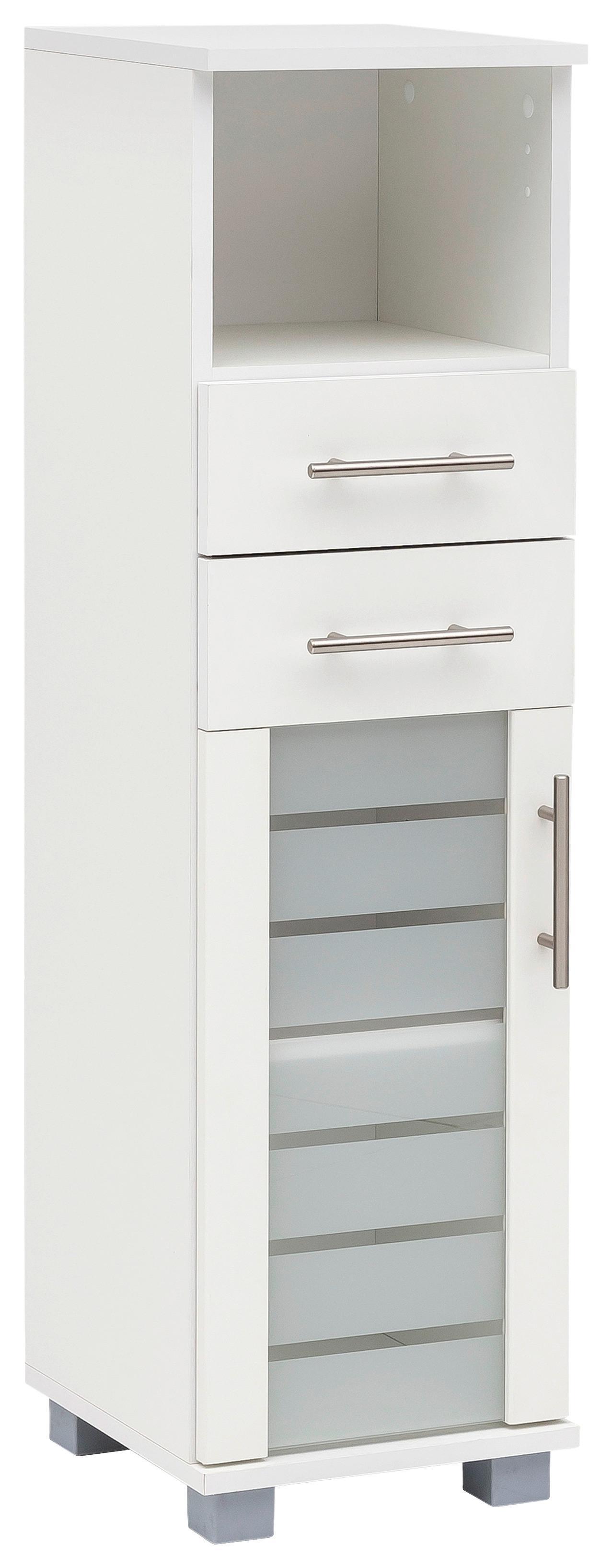 Midischrank Niko Weiß - Edelstahlfarben/Silberfarben, MODERN, Glas/Holzwerkstoff (30,3/110,5/32,6cm) - MID.YOU